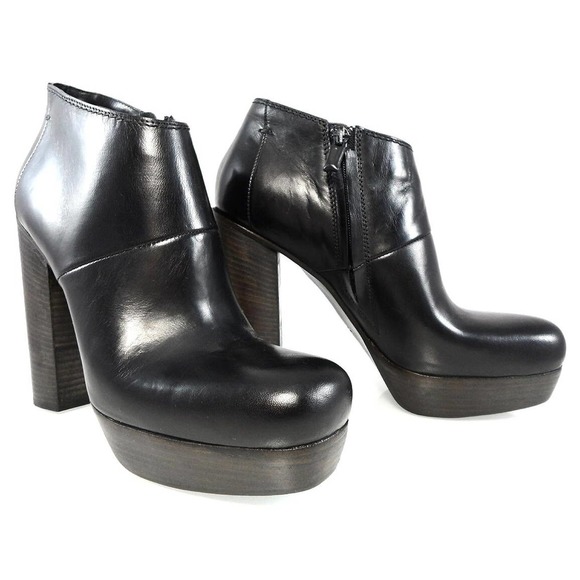 NIB$895 CoSTUME NATIONAL LEATHER ANKLE PLATFORM BOOTS CHUNKY BLOCK HEELS 41 11 - Picture 3 of 12